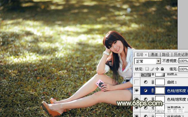 Photoshop将草地美女图片打造出唯美的阳光褐色16