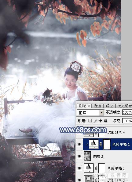 Photoshop为湖景婚片打造出梦幻的蓝红色特效33