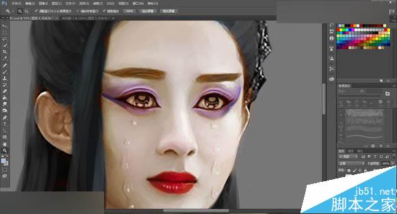 Photoshop把花千骨照片转唯美的流泪手绘效果16
