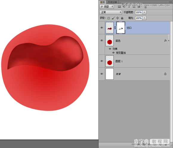 Photoshop绘制晶莹剔透有质感的红色水晶樱桃7