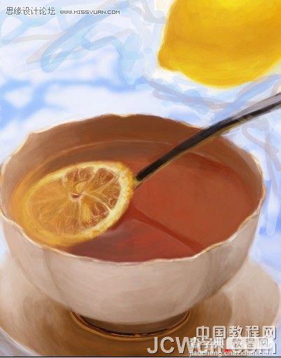 Photoshop鼠绘水彩效果的柠檬茶6