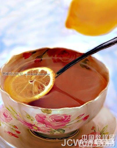 Photoshop鼠绘水彩效果的柠檬茶8