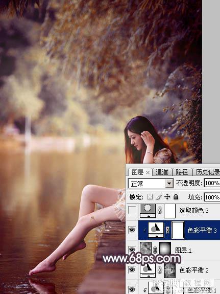 Photoshop为水景美女图片打造出高对比的暖色特效33