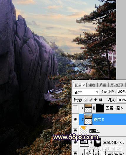 Photoshop使用渲染工具将风景图片增加大气的霞光色19