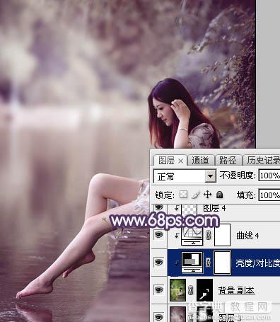 Photoshop打造柔美的中性冷色湖景美女图片教程35