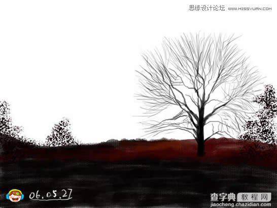 photoshop鼠绘出晨曦中的树林插画5
