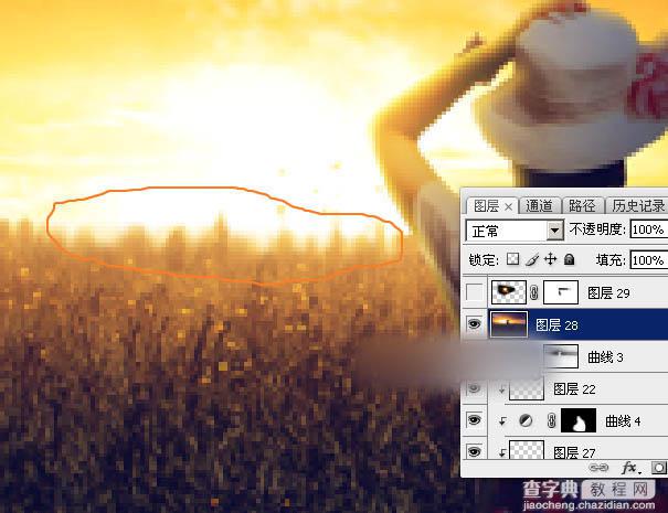 Photoshop为草原上的人物加上昏暗的暖色逆光效果教程45