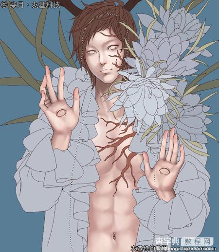 photoshop绘制唯美的水中花美男13