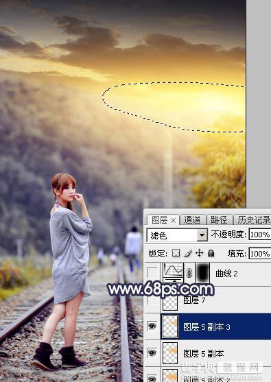 Photoshop调出唯美的暗调霞光色的外景泛白图片29