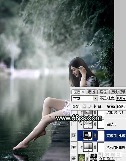 Photoshop调制出柔美的古典暗绿色水景人物图片26