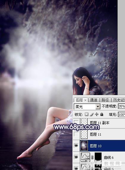 Photoshop制出唯美的冬季飘雪水景人物图片45