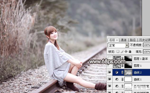 用Photoshop制作淡美的蓝褐色外景人物图片22