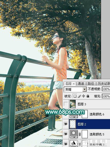 Photoshop为树下的美女加上唯美的秋季橙黄色42