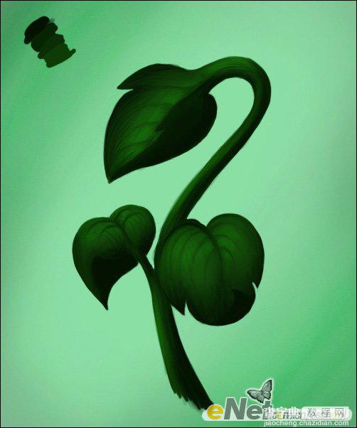 Photoshop手绘制青翠欲滴的绿色植物9