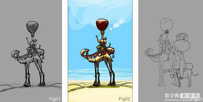 photoshop 鼠绘夸张的沙漠旅行者插画2