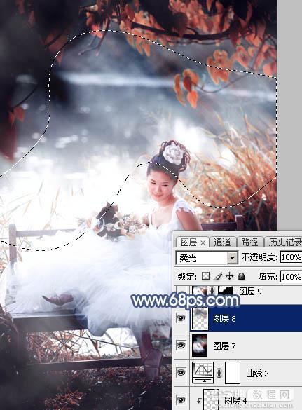 Photoshop为湖景婚片打造出梦幻的蓝红色特效42