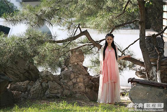 Photoshop快速制作中国风古典园林人物图片1