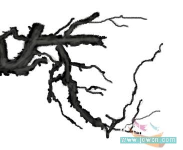 Photoshop绘制水墨梅花入卷轴效果9