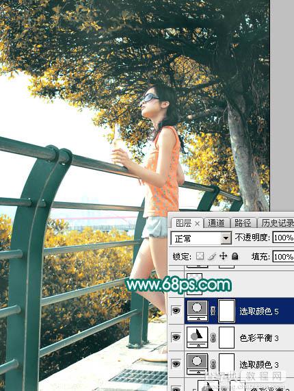 Photoshop为树下的美女加上唯美的秋季橙黄色41