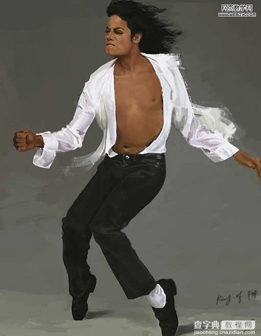 photoshop 鼠绘一张MJ的经典舞步油画1