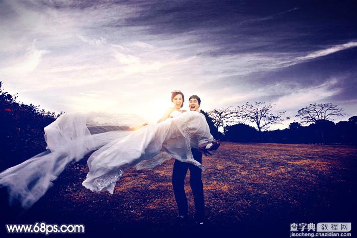Photoshop将外景婚片打造梦幻大气的秋季暗蓝色2