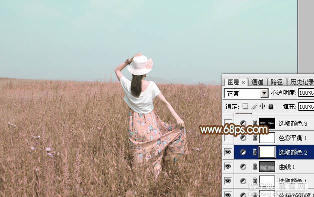 Photoshop为草原人物图片打造出韩系淡粉色16