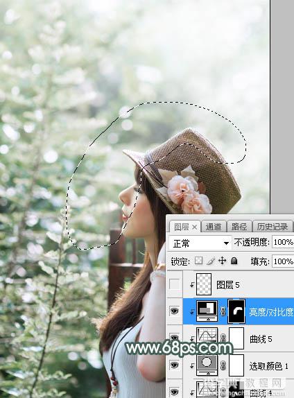 Photoshop将夏季美女图片打造除梦幻的古典中性绿色26