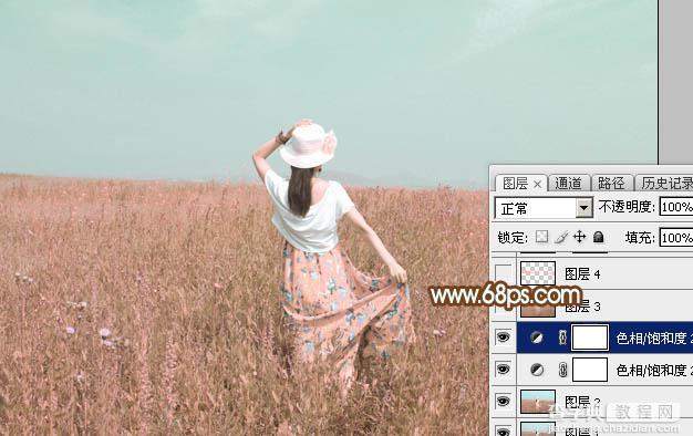 Photoshop为草原人物图片打造出韩系淡粉色29