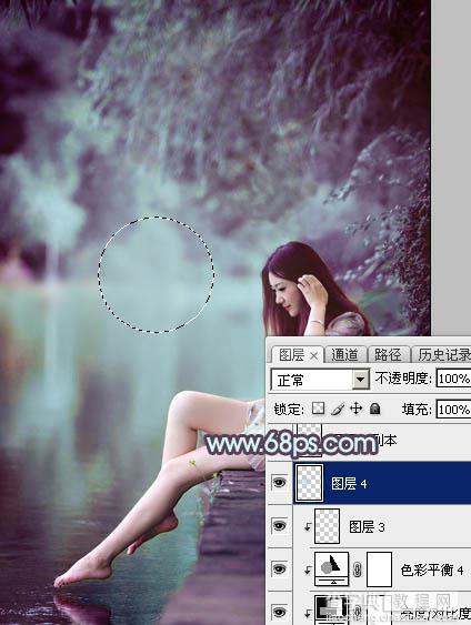 Photoshop为湖景美女图片调制出唯美的青紫色34