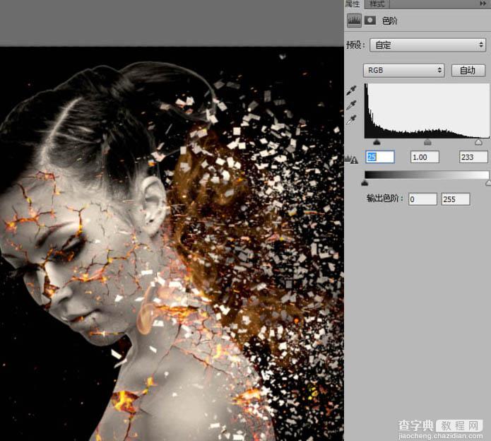 Photoshop为美女加上超酷的火焰碎片效果45