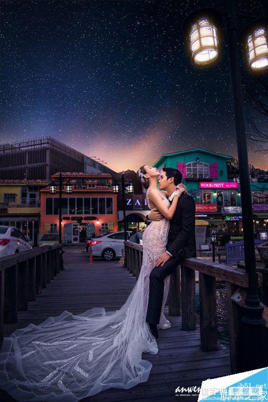 PS后期打造唯美浪漫的夜景婚片1