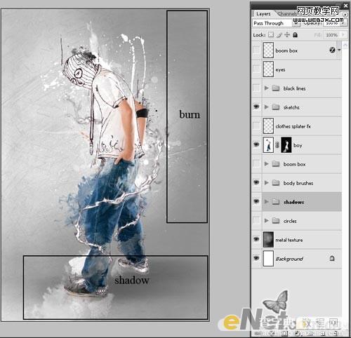 Photoshop将牛仔裤帅哥制作出手绘草图特效10