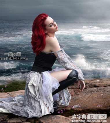 photoshop合成制作出绝望的美女蹲坐在海边的场景11