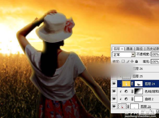 Photoshop为草原上的人物加上昏暗的暖色逆光效果教程32