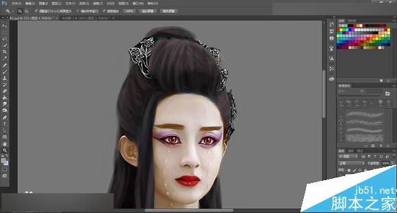 Photoshop把花千骨照片转唯美的流泪手绘效果22
