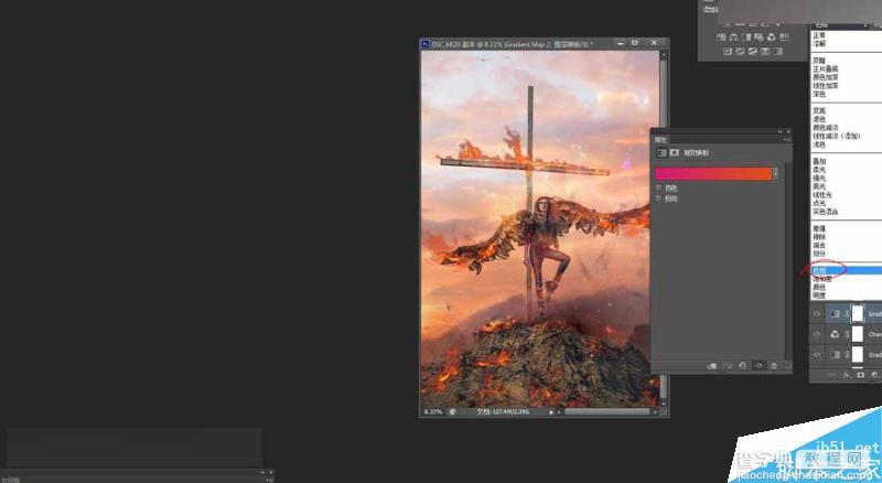 Photoshop给十字架上天使照片添加火焰燃烧的特效26