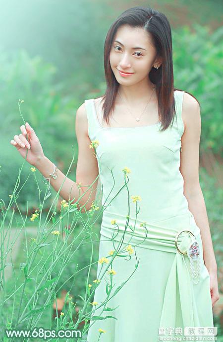Photoshop调出甜美的清爽淡绿色外景美女2