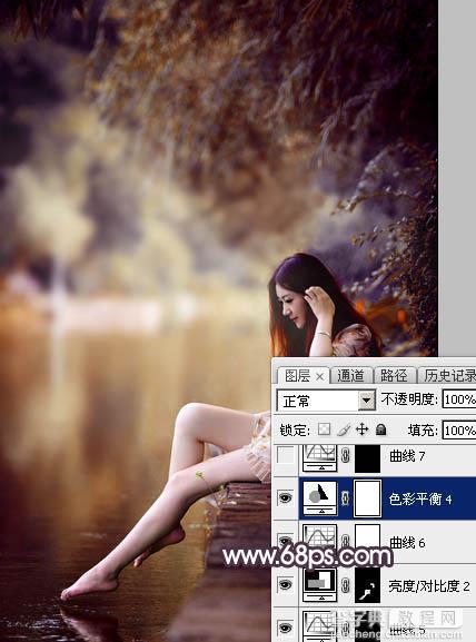 Photoshop为水景美女图片打造出高对比的暖色特效42