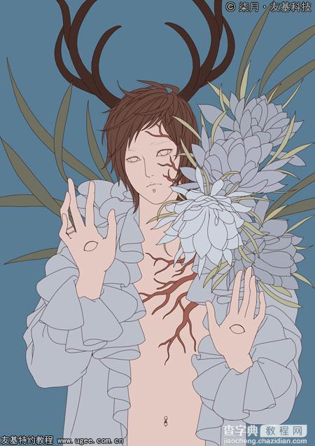 photoshop绘制唯美的水中花美男8