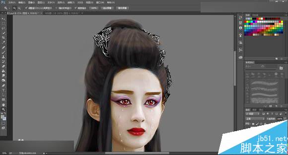 Photoshop把花千骨照片转唯美的流泪手绘效果23