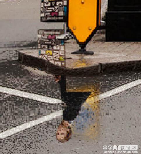Photoshop将街道图片调出雨水湿润的路面26