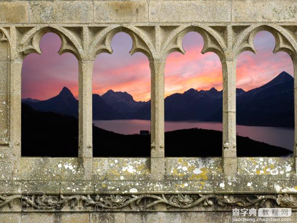 Photoshop下合成城堡外的日落景色7