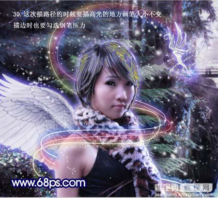 photoshop 合成树林里梦幻的紫色天使37