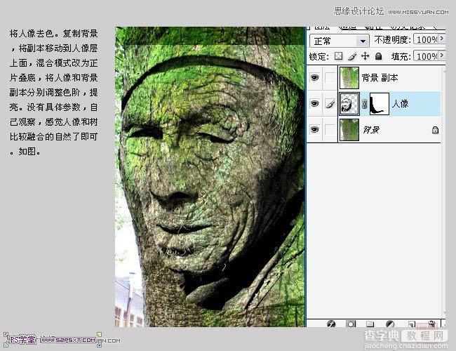 photoshop将人像合成到古树里面的教程5