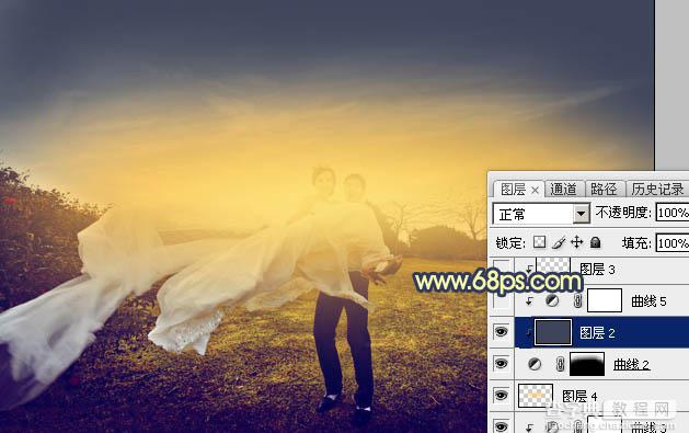 Photoshop调出大气的晨曦暖色外景婚片25