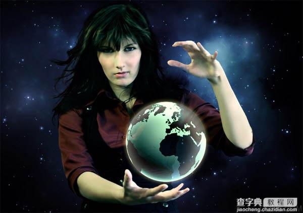 photoshop 合成玩转地球的女魔法师21