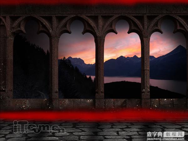 Photoshop下合成城堡外的日落景色23