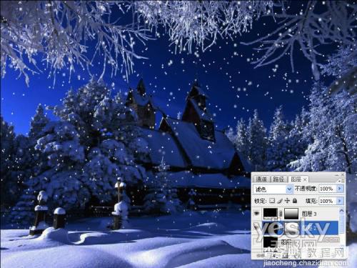 Photoshop将普通图片变漂亮的圣诞夜景7