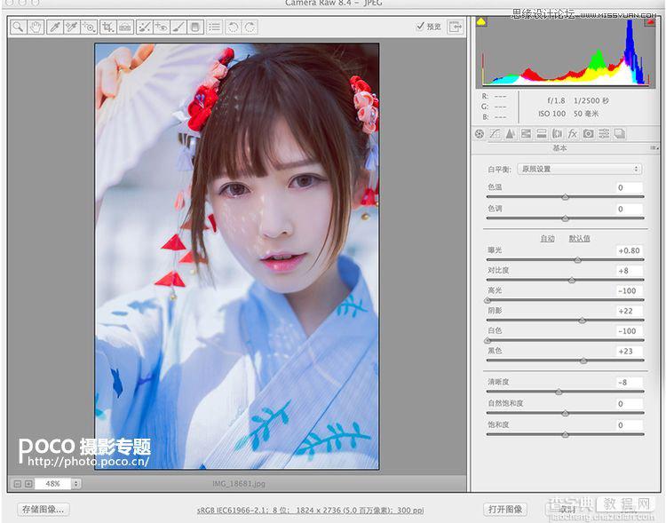 使用Photoshop调出日系淡雅色调的樱花美女图的方法6