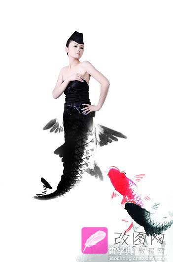 photoshop 简单合成水墨风格的美人鱼5